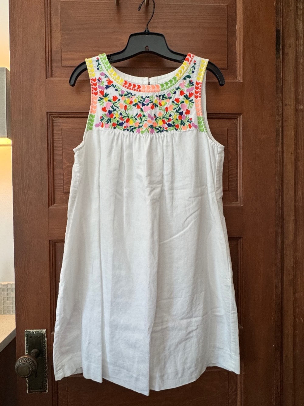 J.Crew Linen Floral Embroidered Dress Size 6 EUC